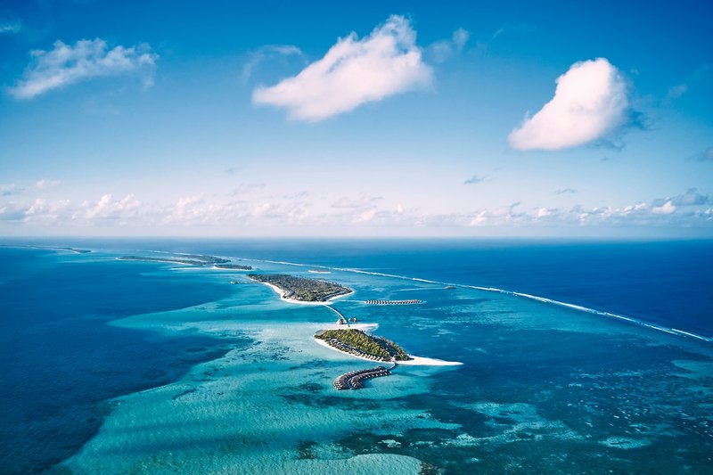 Luftaufnahme von Jawakara Island im Lhaviyani Atoll